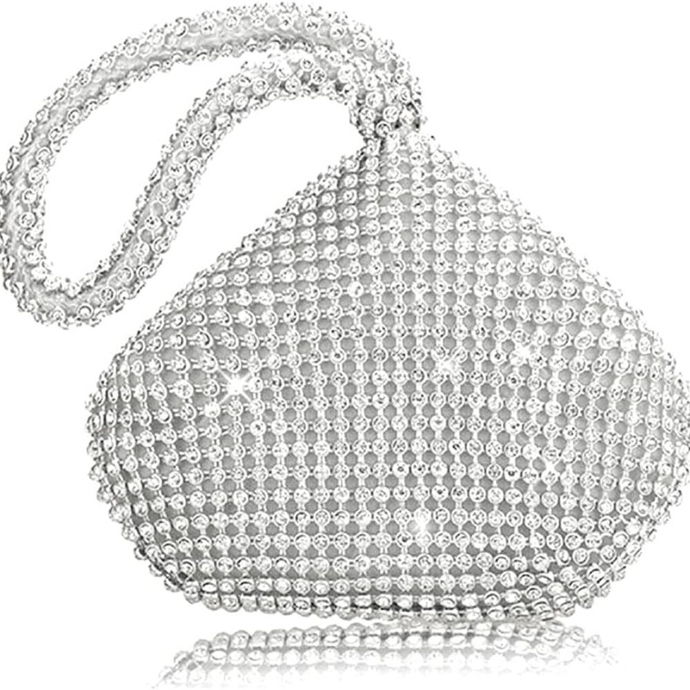 Women's Evening Bag Sparkly Rhinestone Purse Triangle Designer Chain Clutch Purs